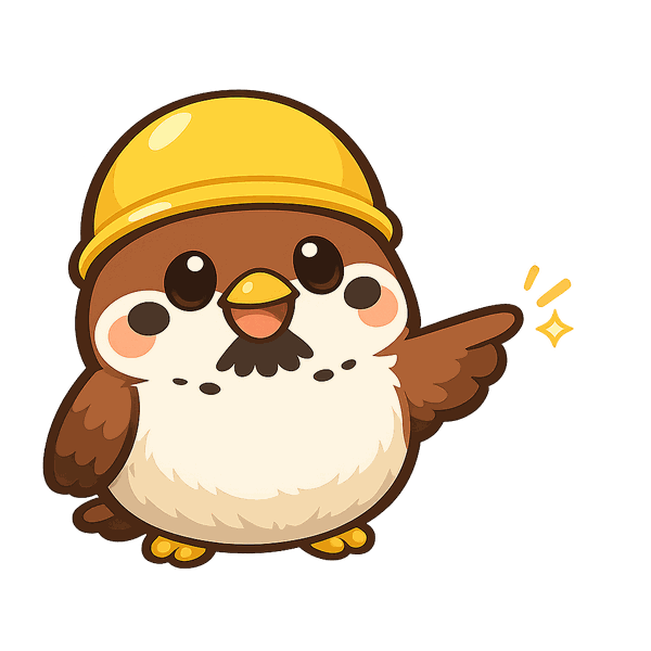 でんチュン(電柱に住むスズメ)が案内しているイラスト